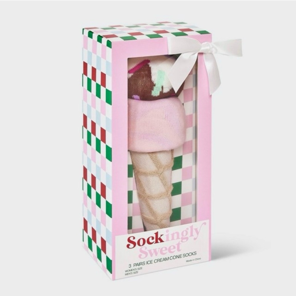Sockingly Sweet Ice Cream Socks Gift Set 3 Pack NWT
